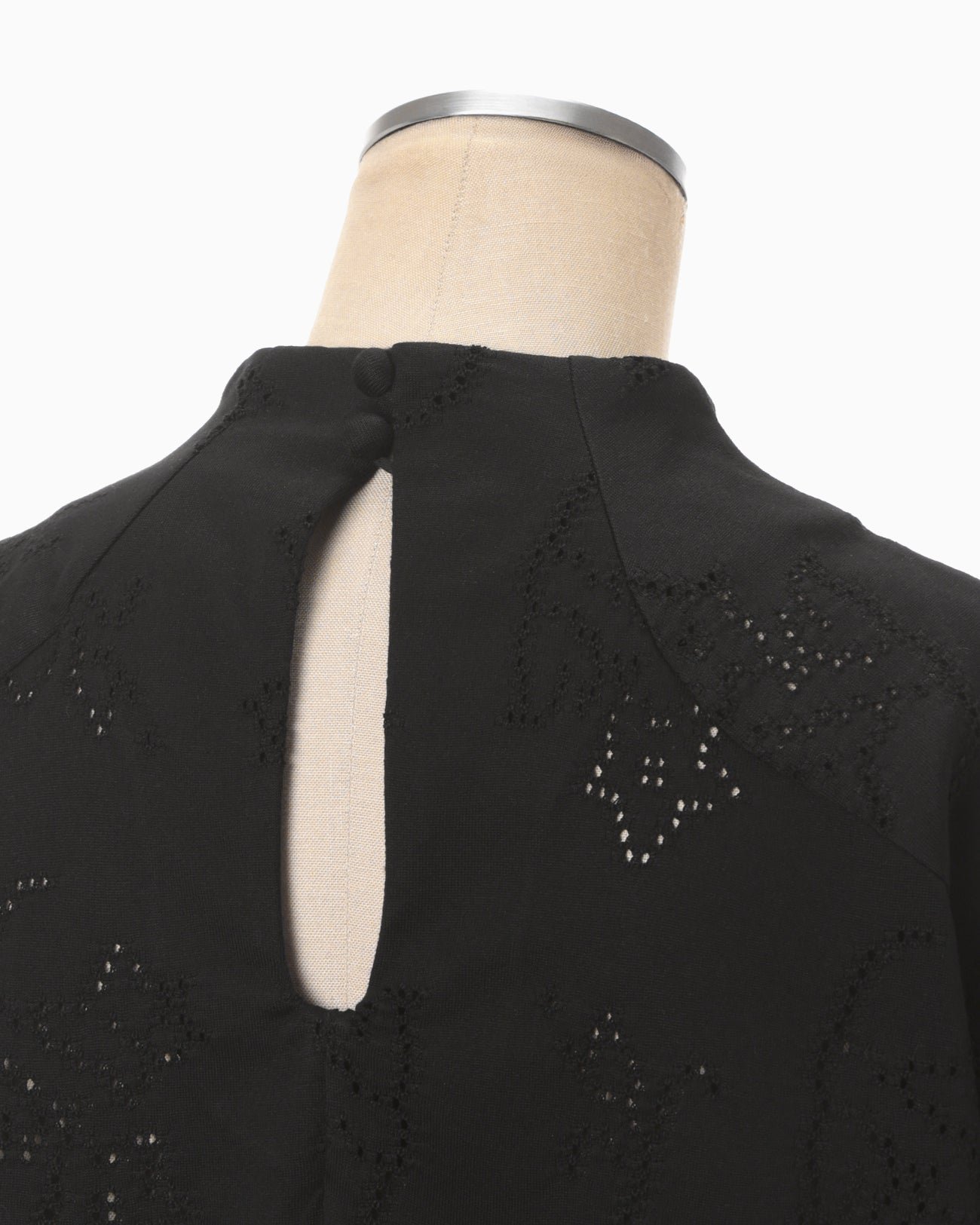 Eyelet Jersey Jacquard Top - black