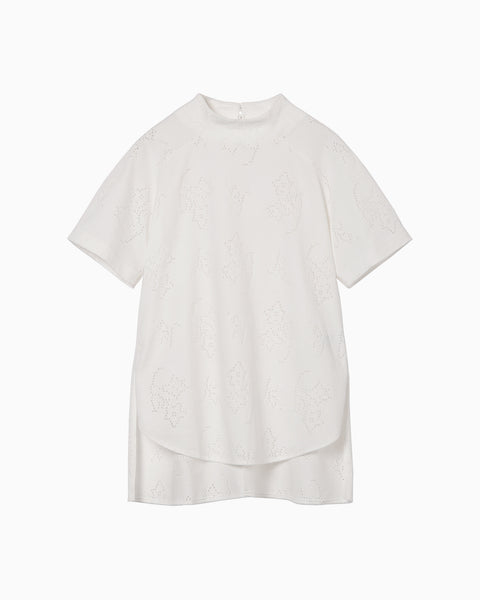 Eyelet Jersey Jacquard Top - white