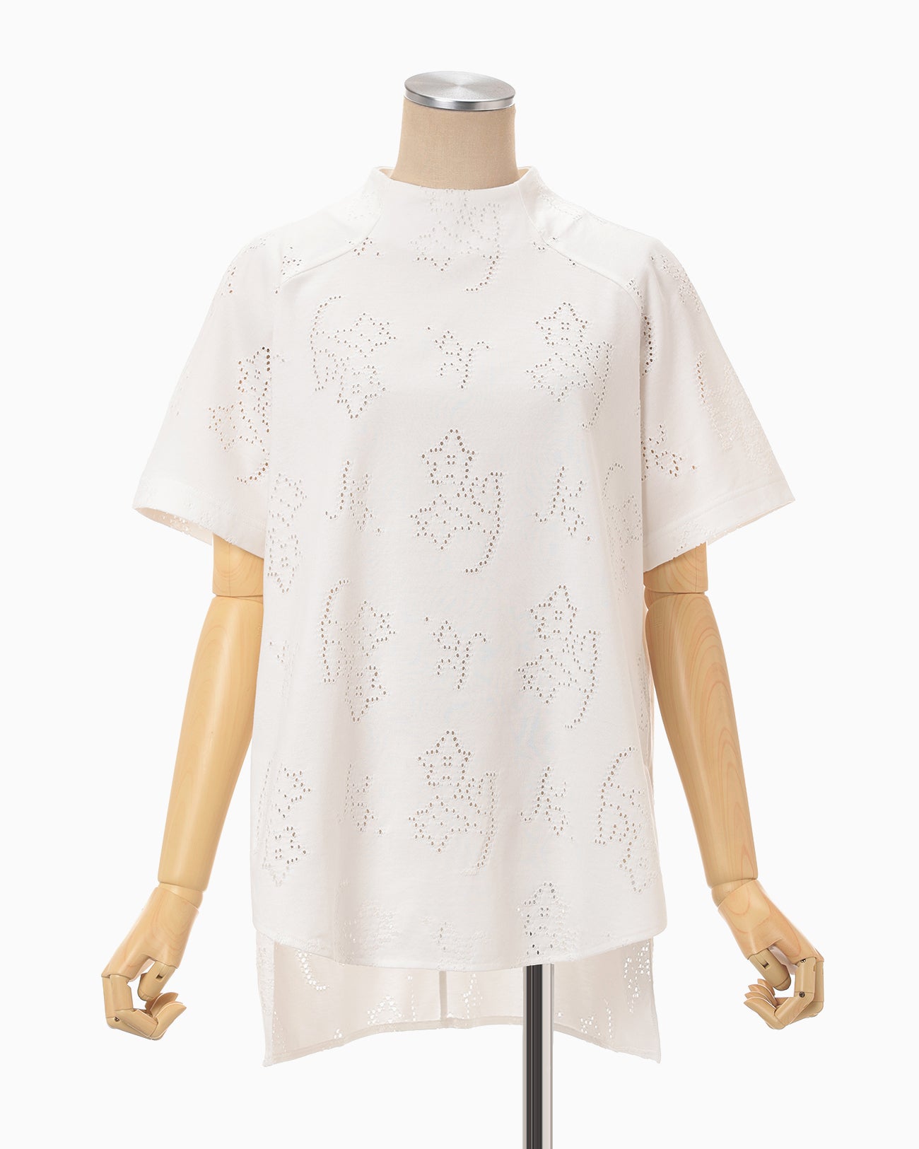 Eyelet Jersey Jacquard Top - white