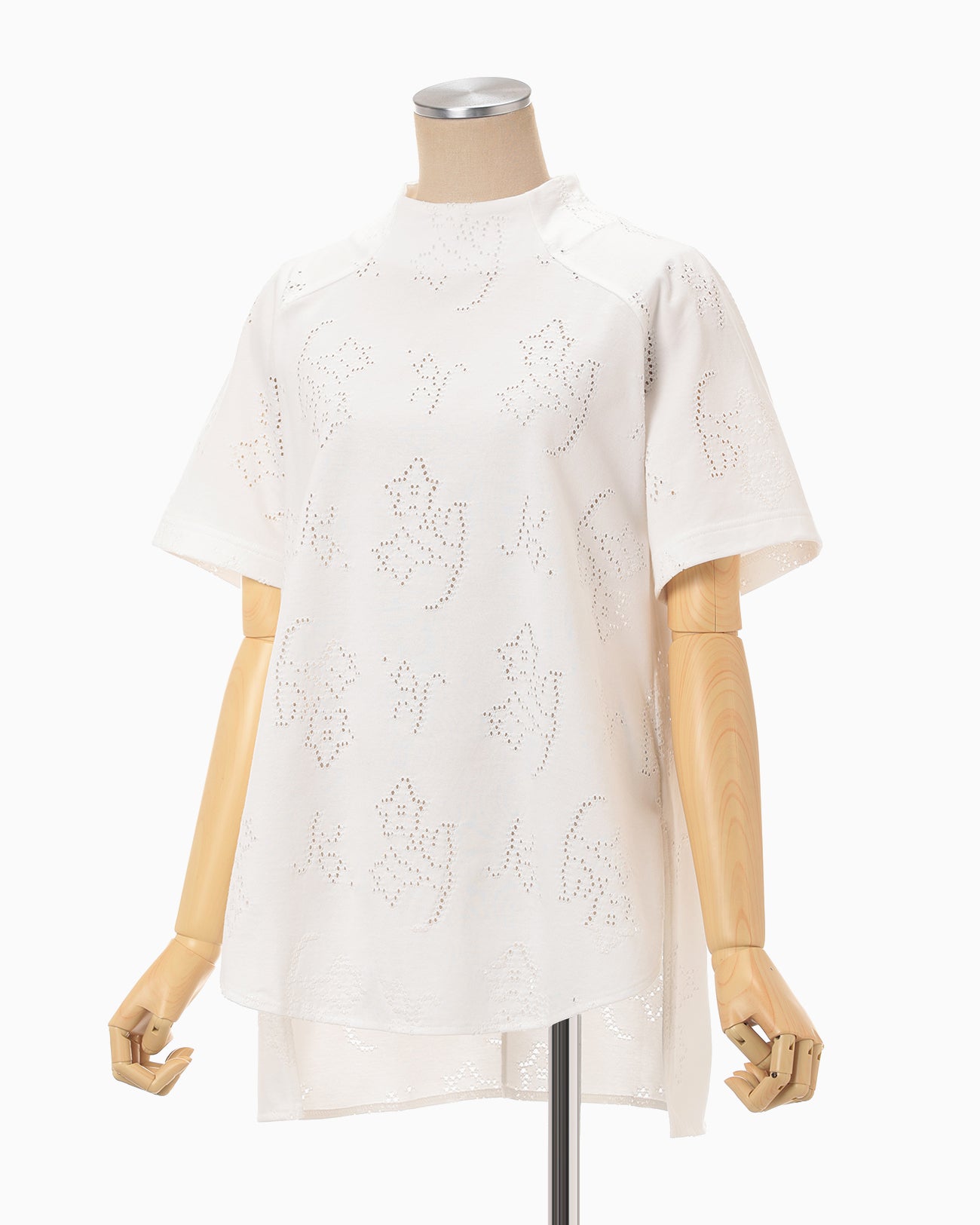 Eyelet Jersey Jacquard Top - white