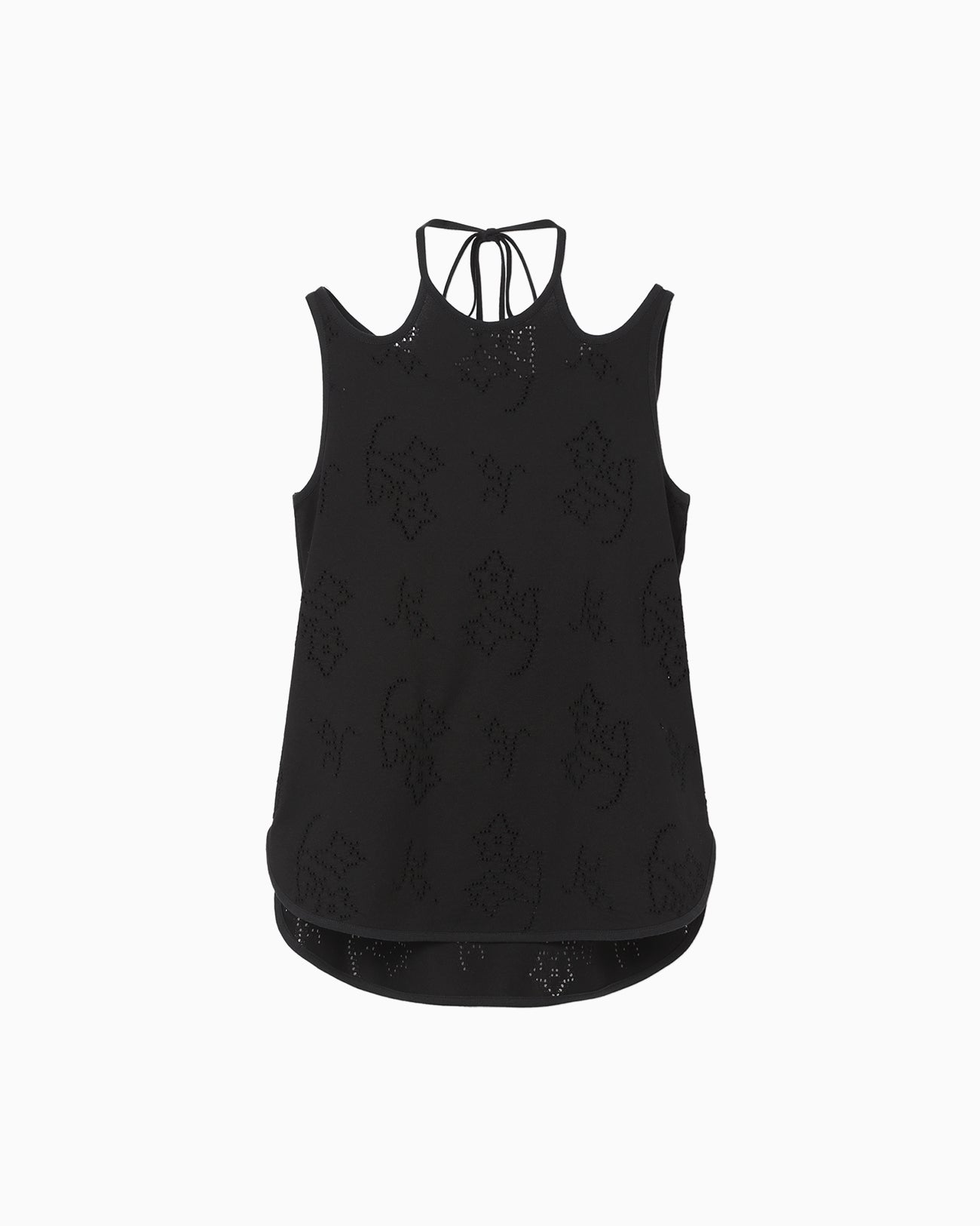 Eyelet Jersey Jacquard Sleeveless Top - black