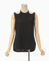 Eyelet Jersey Jacquard Sleeveless Top - black