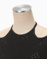 Eyelet Jersey Jacquard Sleeveless Top - black