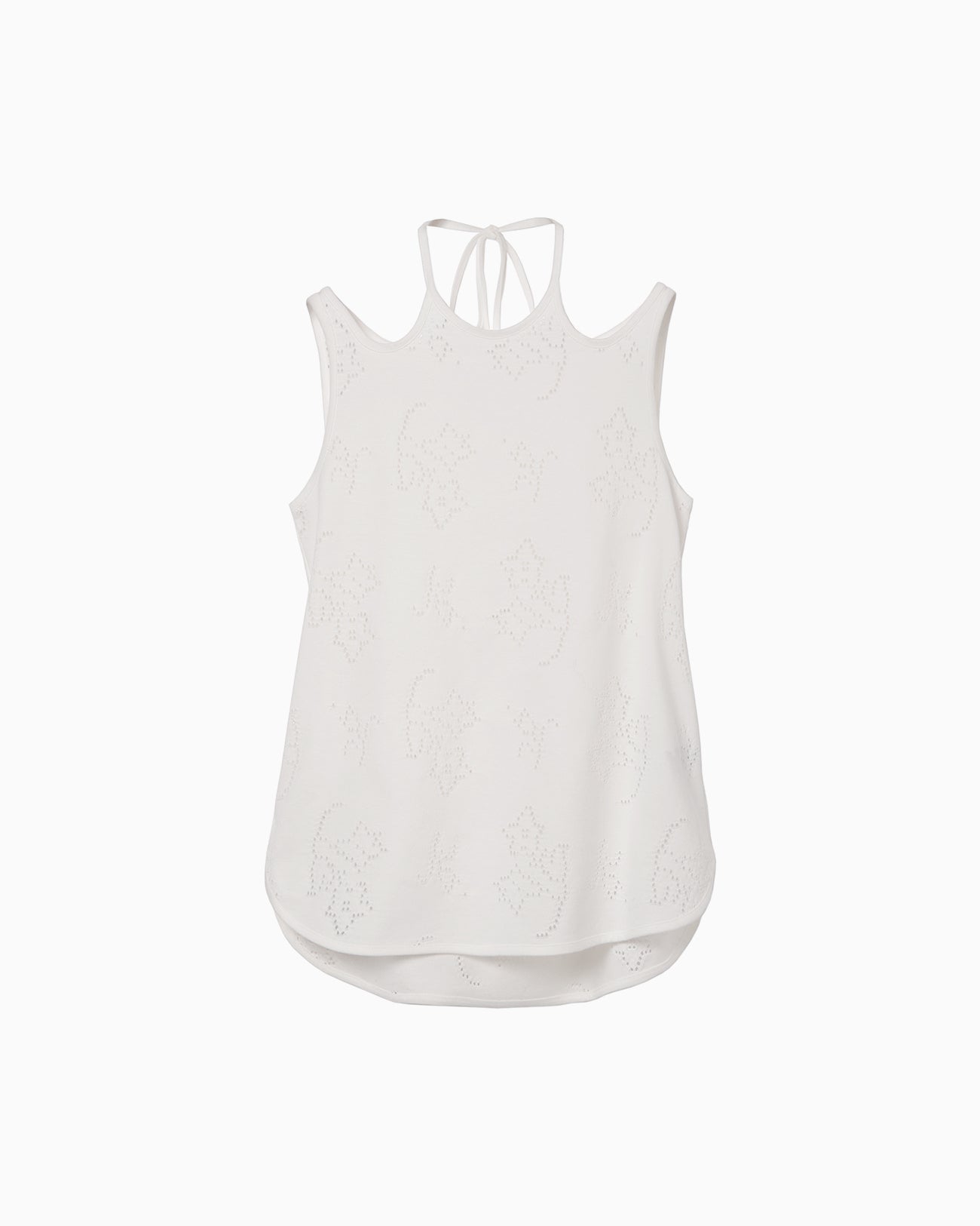 Eyelet Jersey Jacquard Sleeveless Top - white