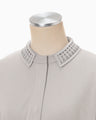 Detachable Embroidery Collar Knitted Cardigan - grey