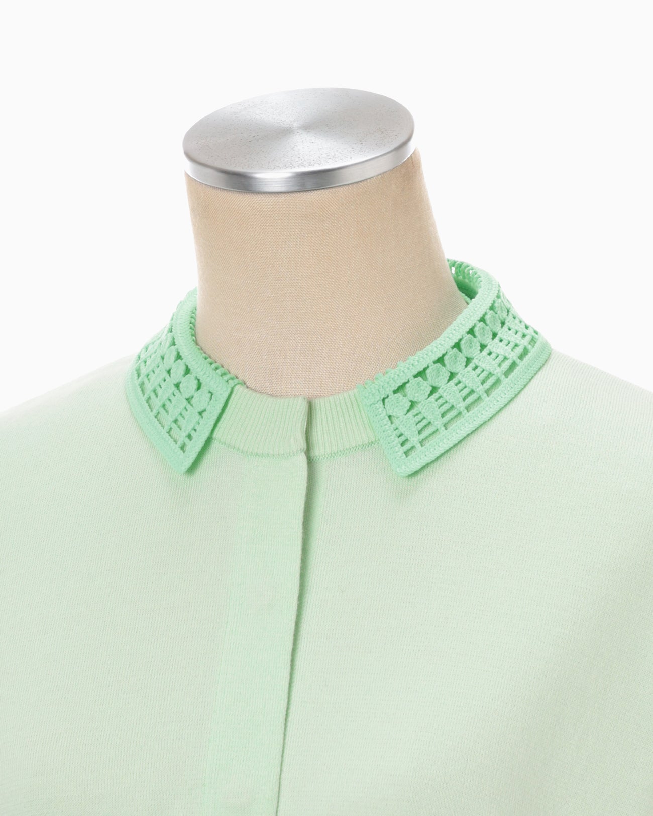 Detachable Embroidery Collar Knitted Cardigan - light green