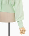 Detachable Embroidery Collar Knitted Cardigan - light green