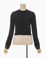 Detachable Embroidery Cuff Knitted Top - black