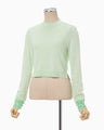 Detachable Embroidery Cuff Knitted Top - light green