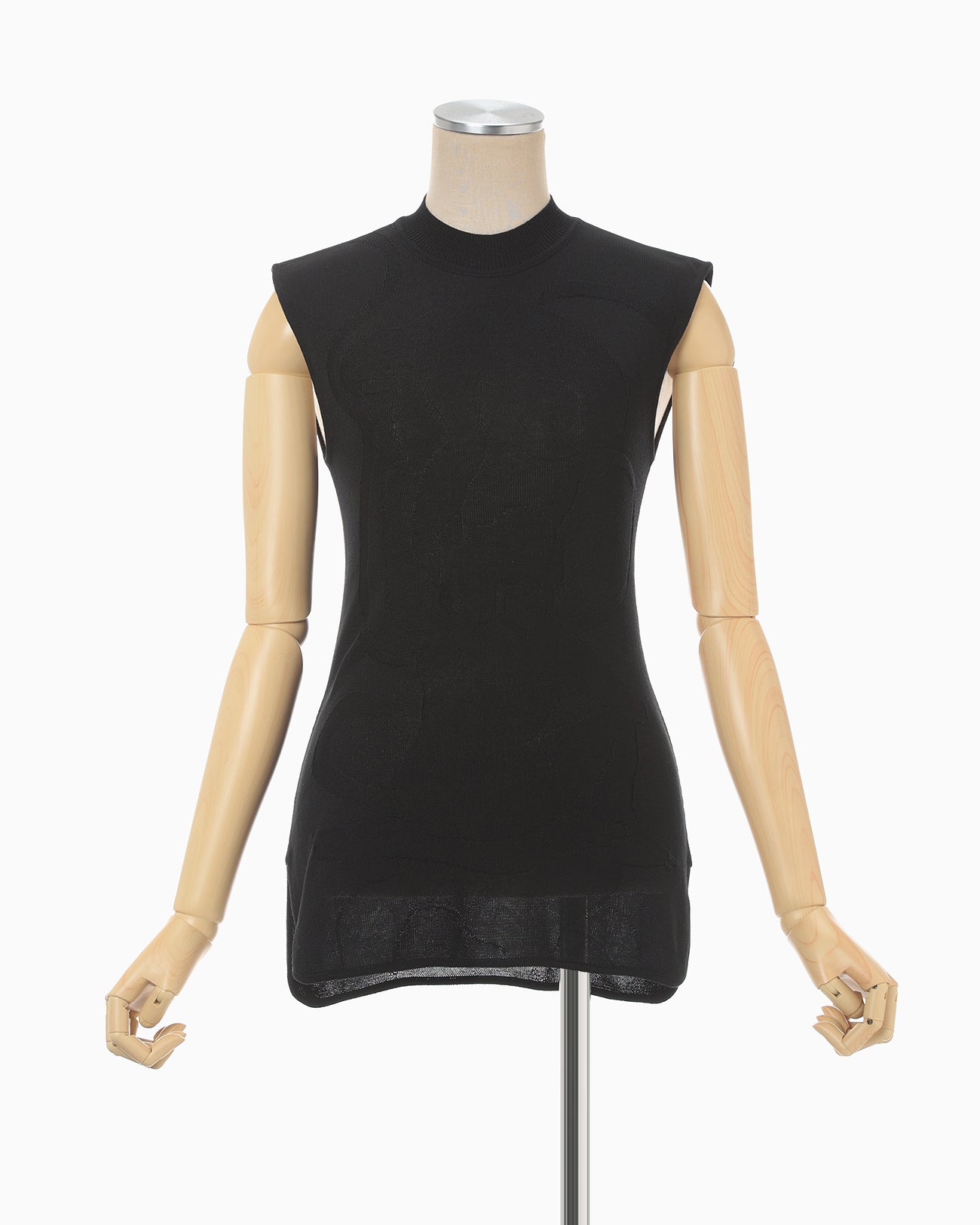 Woman Figure Sleeveless Knitted Top - black