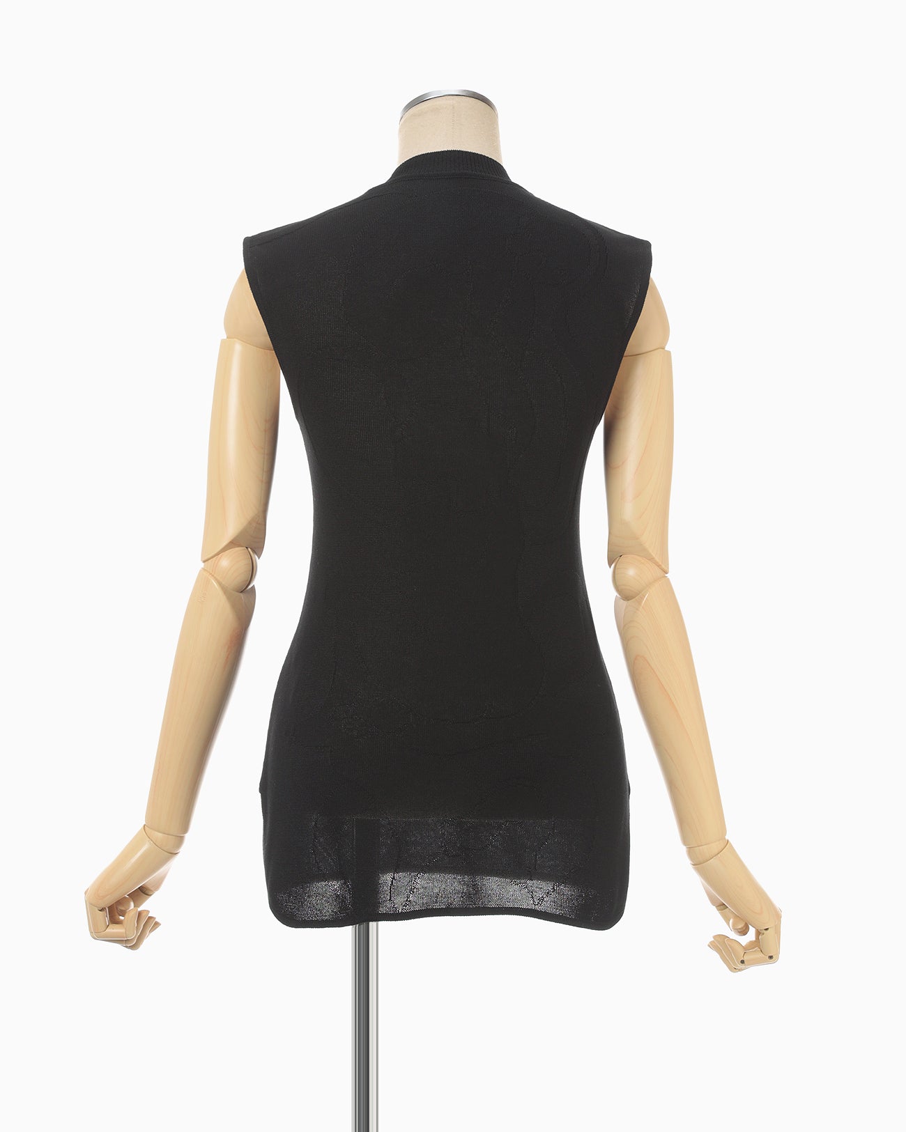 Woman Figure Sleeveless Knitted Top - black