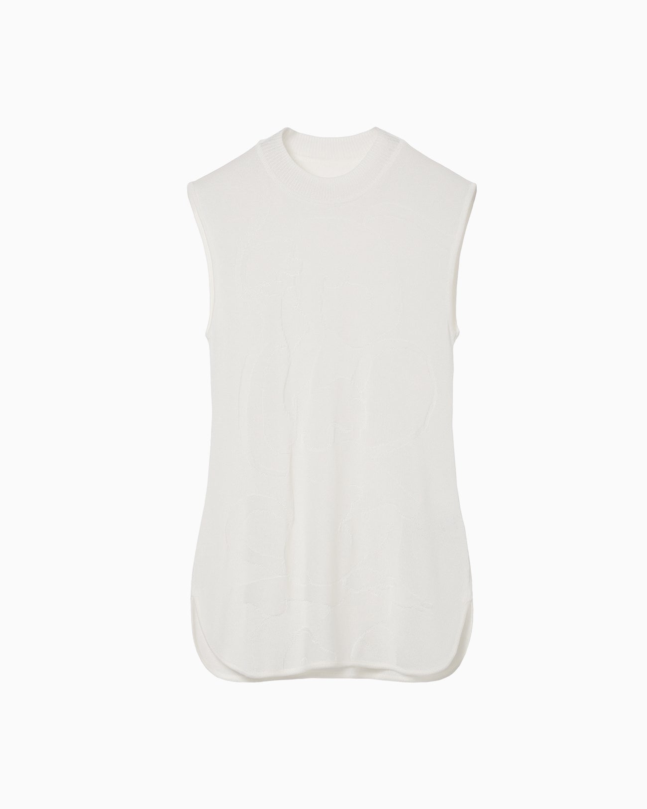 Woman Figure Sleeveless Knitted Top - white