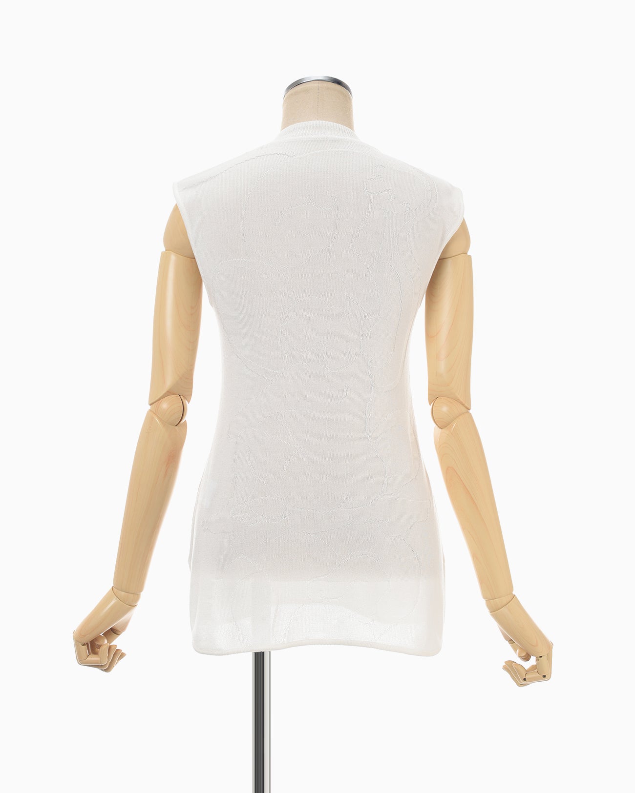 Woman Figure Sleeveless Knitted Top - white