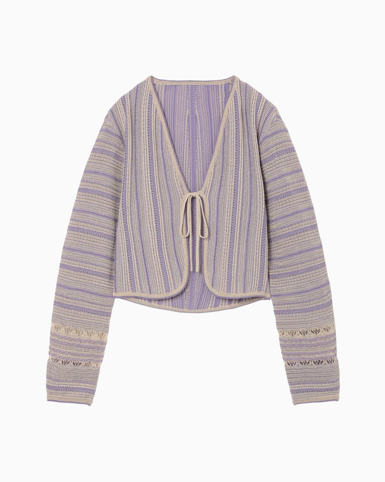 Drop Jacquard Knitted Cardigan - beige