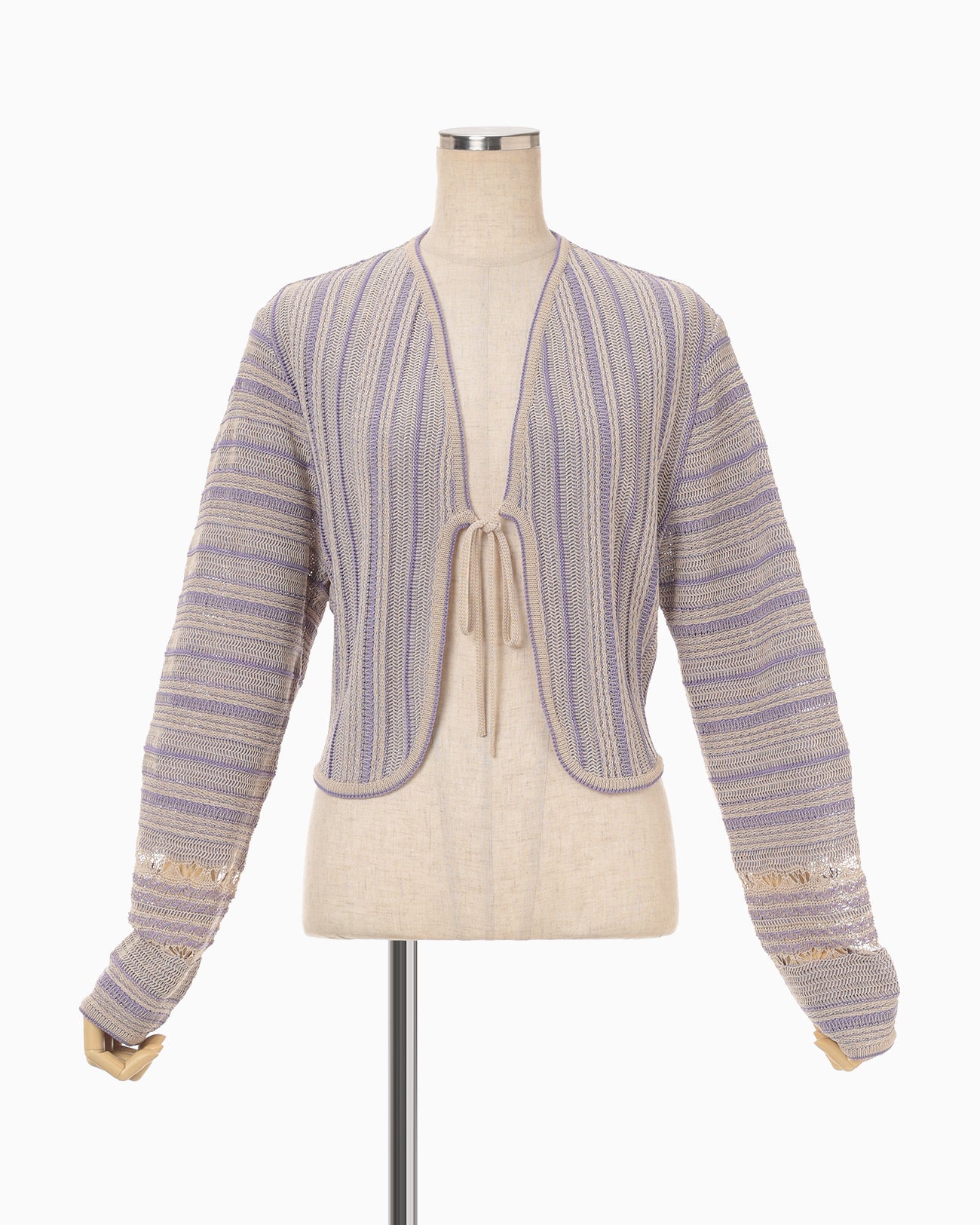 Drop Jacquard Knitted Cardigan - beige