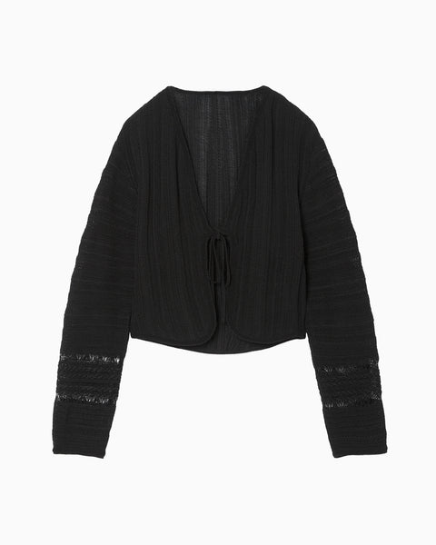 Drop Jacquard Knitted Cardigan - black