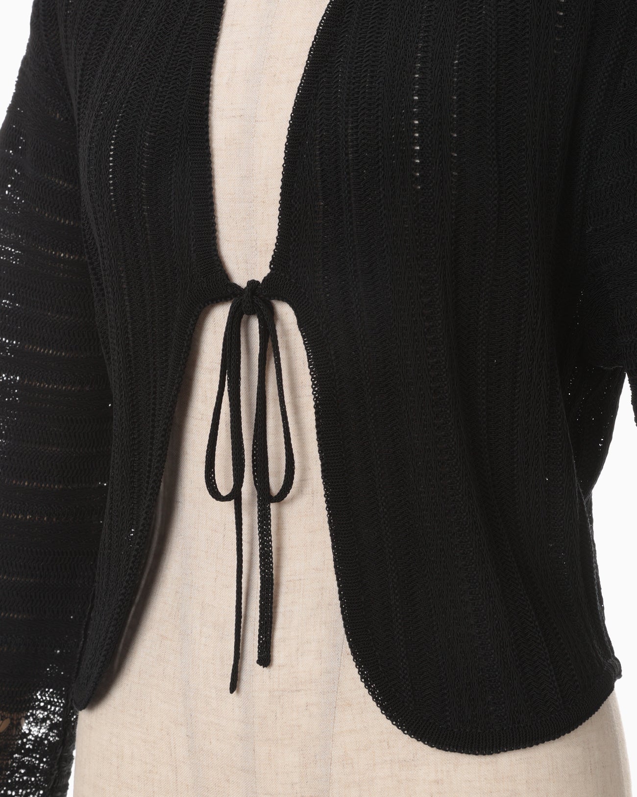 Drop Jacquard Knitted Cardigan - black