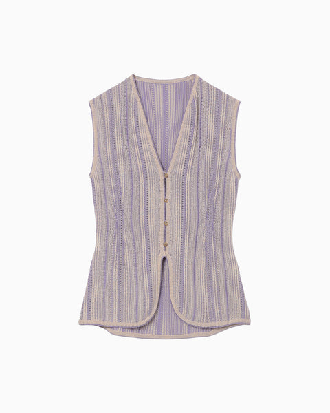 Drop Jacquard Knitted Vest - beige