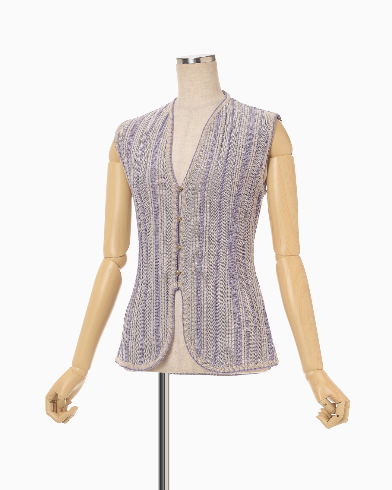 Drop Jacquard Knitted Vest - beige