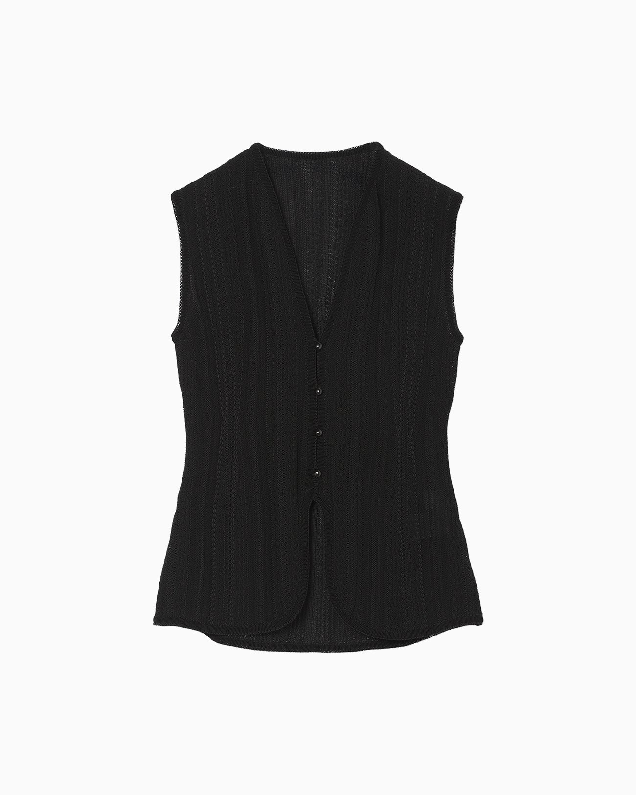 Drop Jacquard Knitted Vest - black