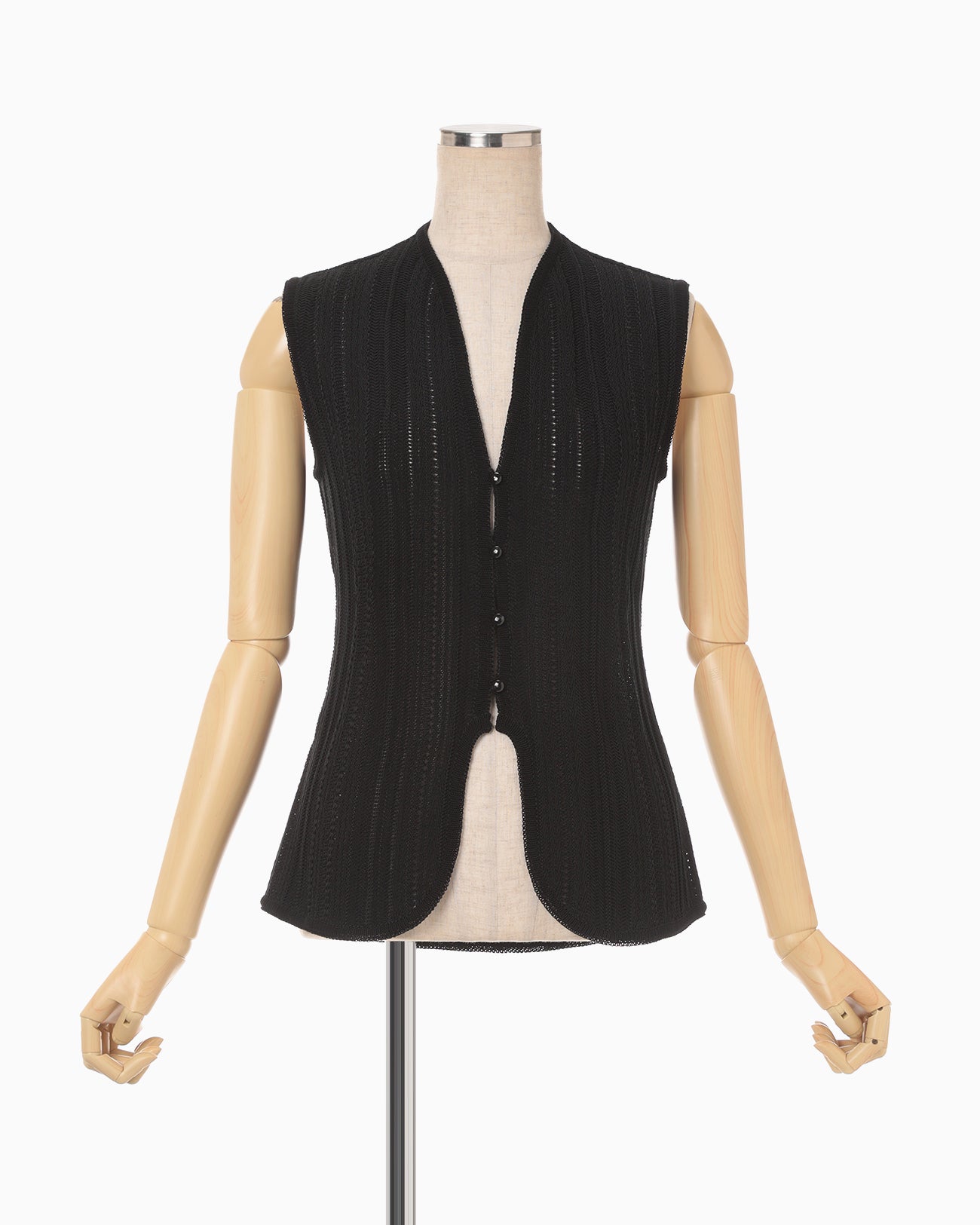 Drop Jacquard Knitted Vest - black