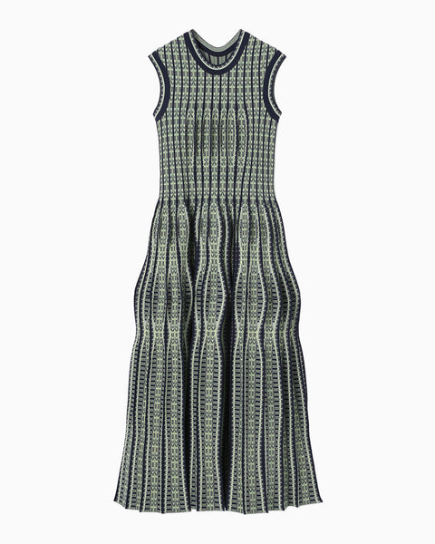 Lantern Knitted Volume Dress - navy