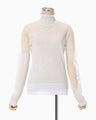 Nature Pattern Sheer Knitted High Neck Top - white