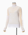 Nature Pattern Sheer Knitted High Neck Top - white