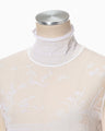 Nature Pattern Sheer Knitted High Neck Top - white