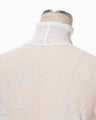 Nature Pattern Sheer Knitted High Neck Top - white