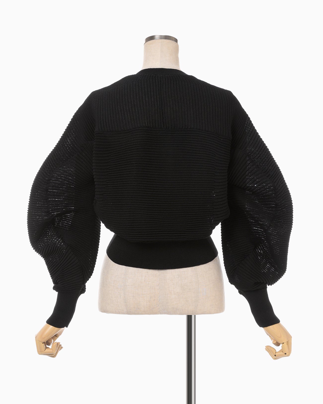 Curved Sleeve Knitted Cardigan - black