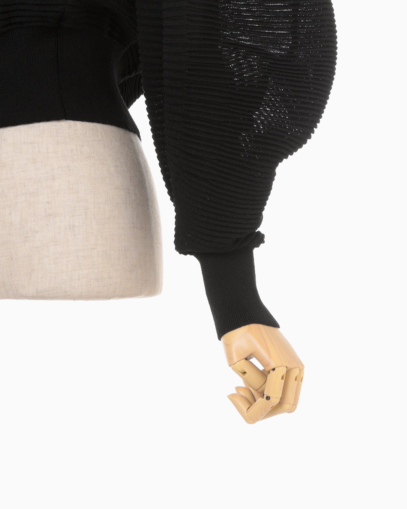 Curved Sleeve Knitted Cardigan - black