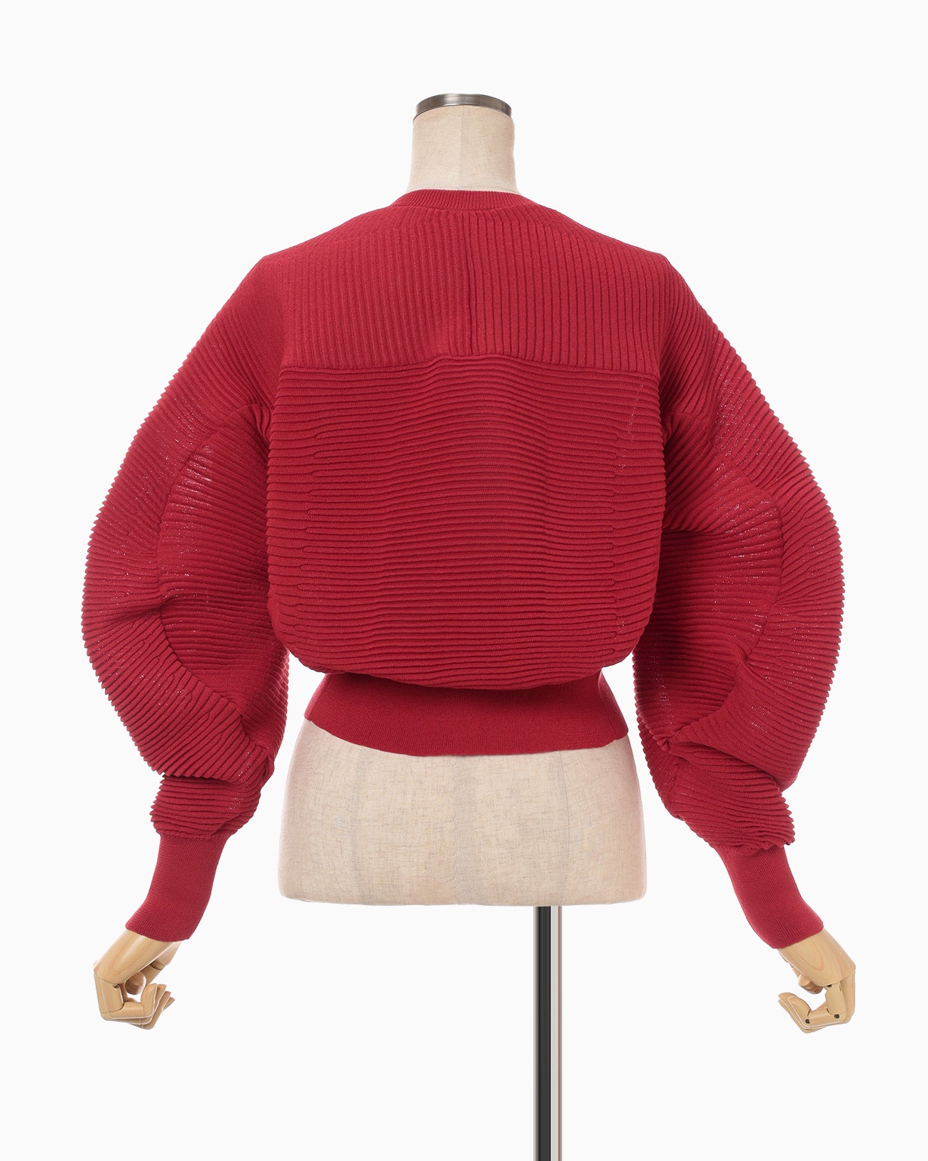 Curved Sleeve Knitted Cardigan - red