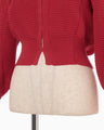 Curved Sleeve Knitted Cardigan - red