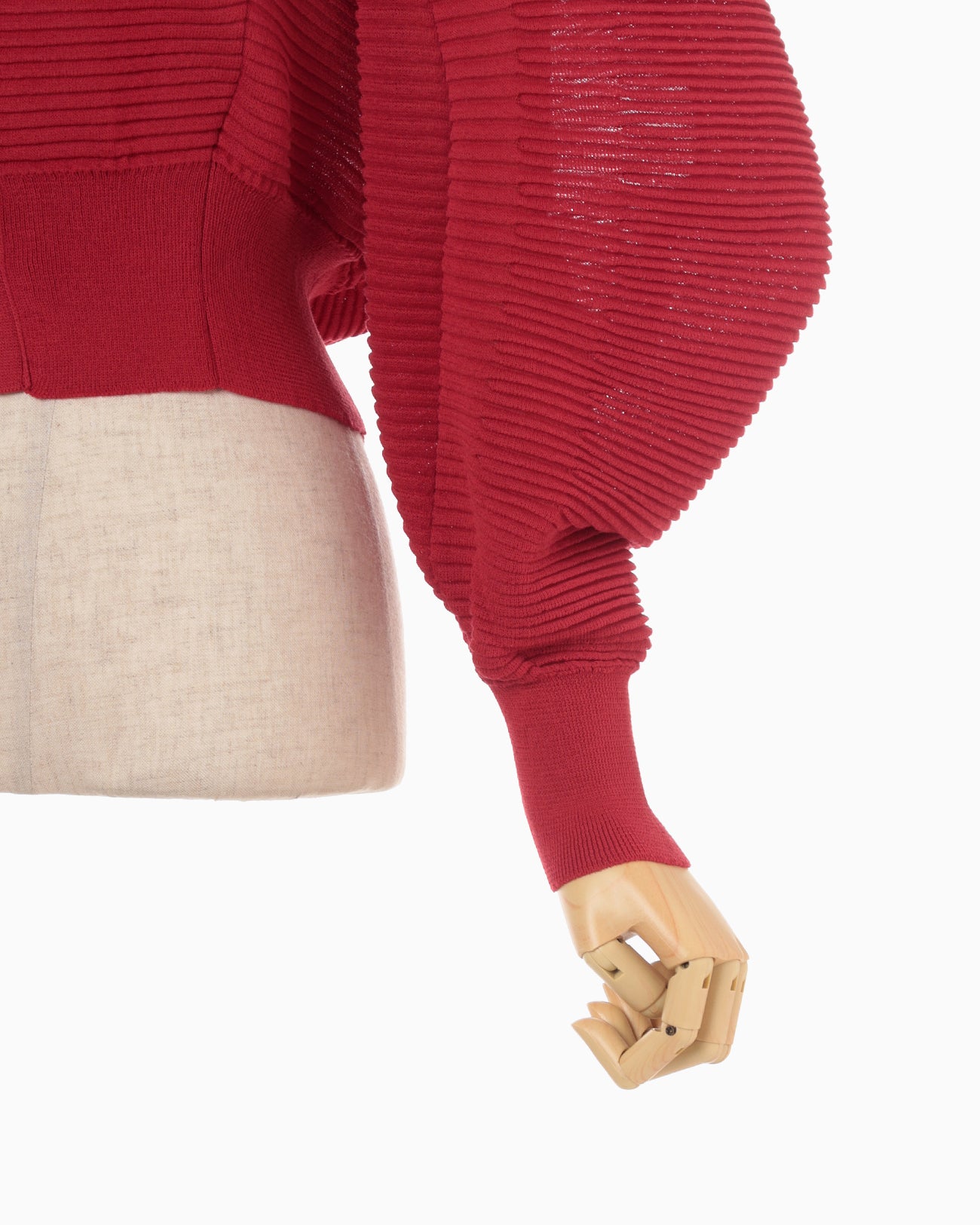 Curved Sleeve Knitted Cardigan - red