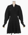 Curved Sleeve Knitted Dress - black