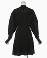 Curved Sleeve Knitted Dress - black