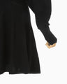 Curved Sleeve Knitted Dress - black