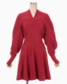 Curved Sleeve Knitted Dress - red