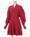 Curved Sleeve Knitted Dress - red