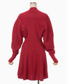 Curved Sleeve Knitted Dress - red