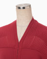 Curved Sleeve Knitted Dress - red