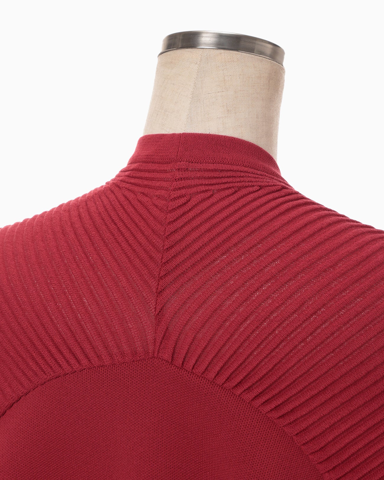 Curved Sleeve Knitted Dress - red