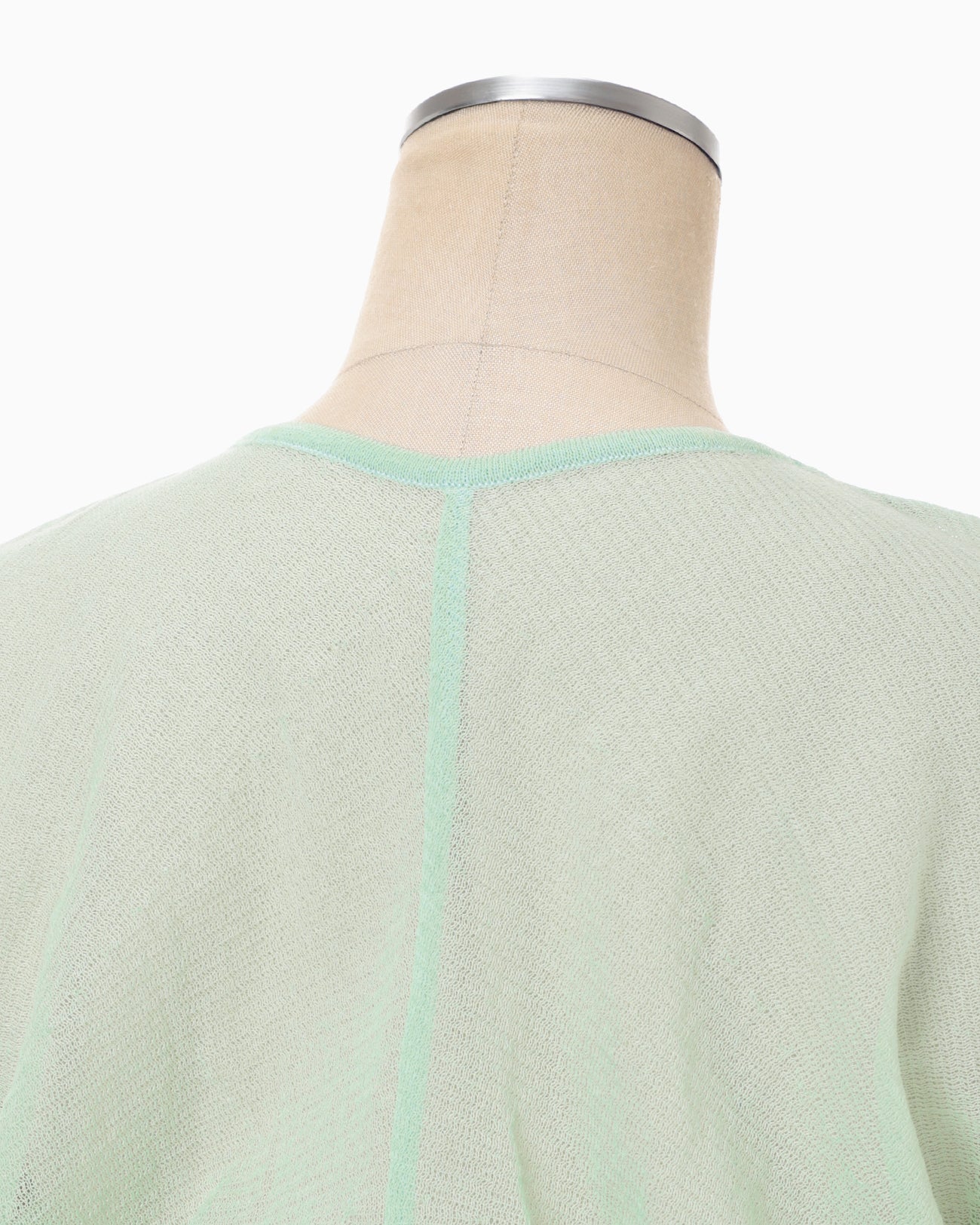 Sheer Rounded Sleeve Knitted Cardigan - light green