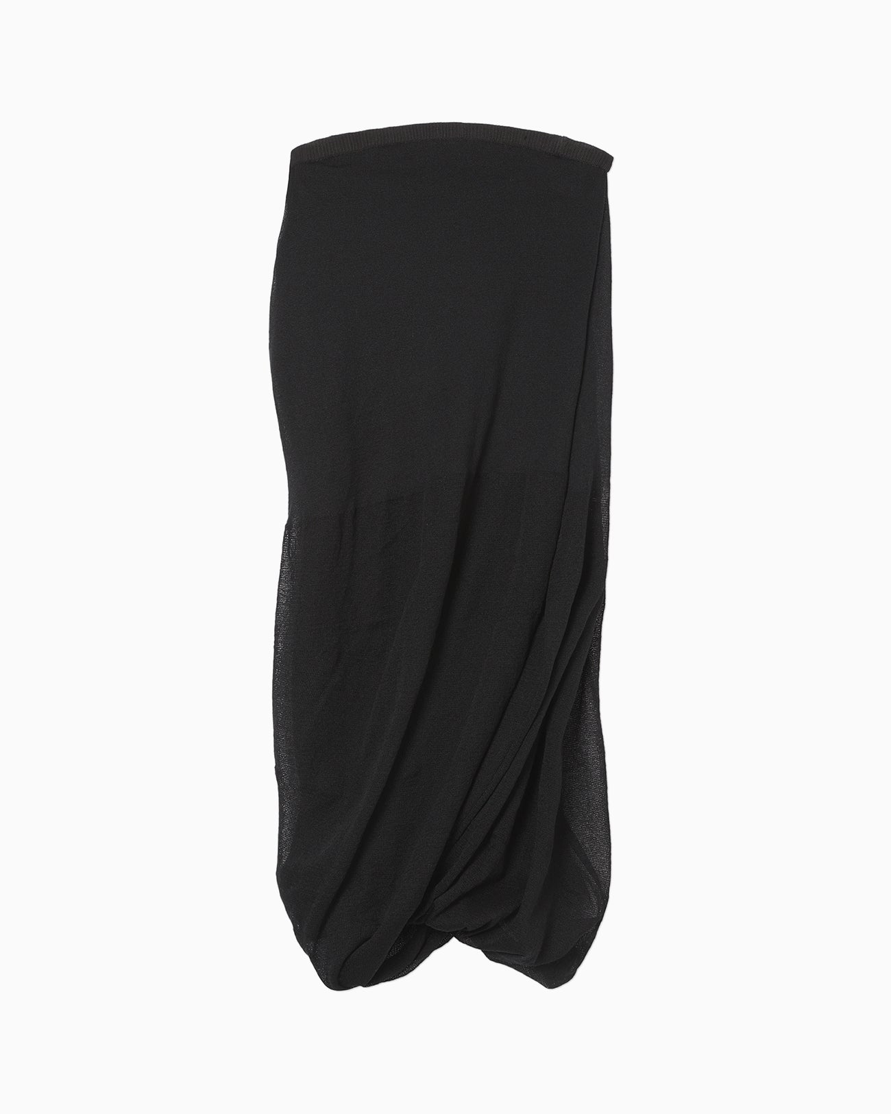 Sheer Draping Knitted Skirt - black