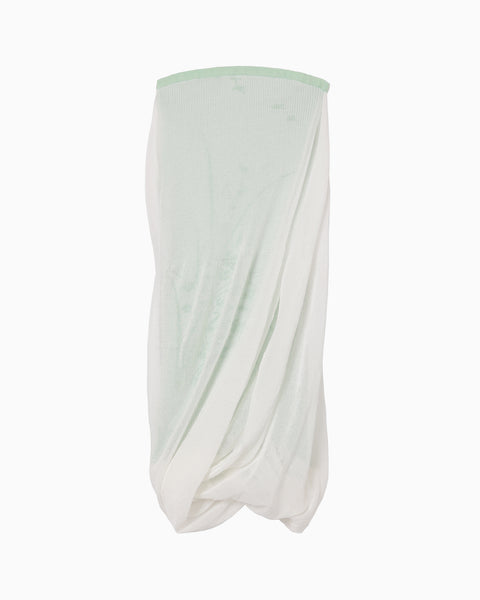 Sheer Draping Knitted Skirt - light green