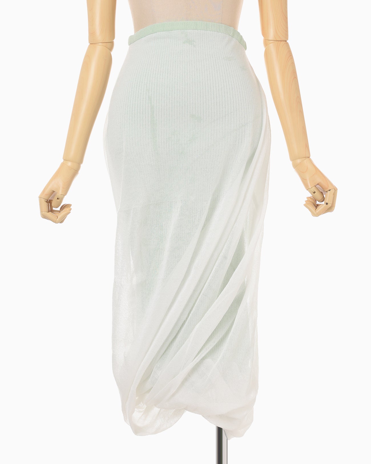 Sheer Draping Knitted Skirt - light green