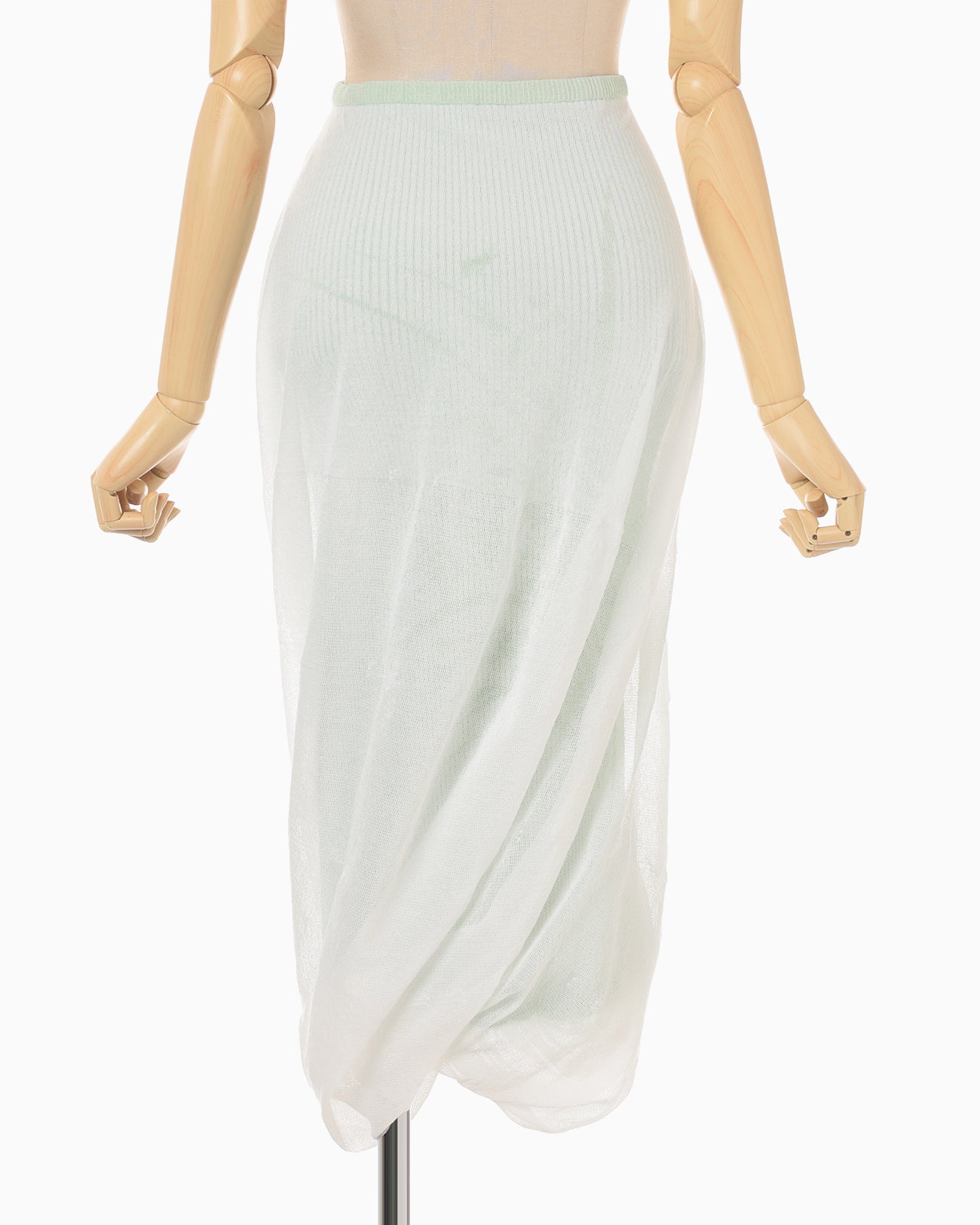 Sheer Draping Knitted Skirt - light green