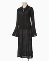 Lace Stripe Knitted Dress - black