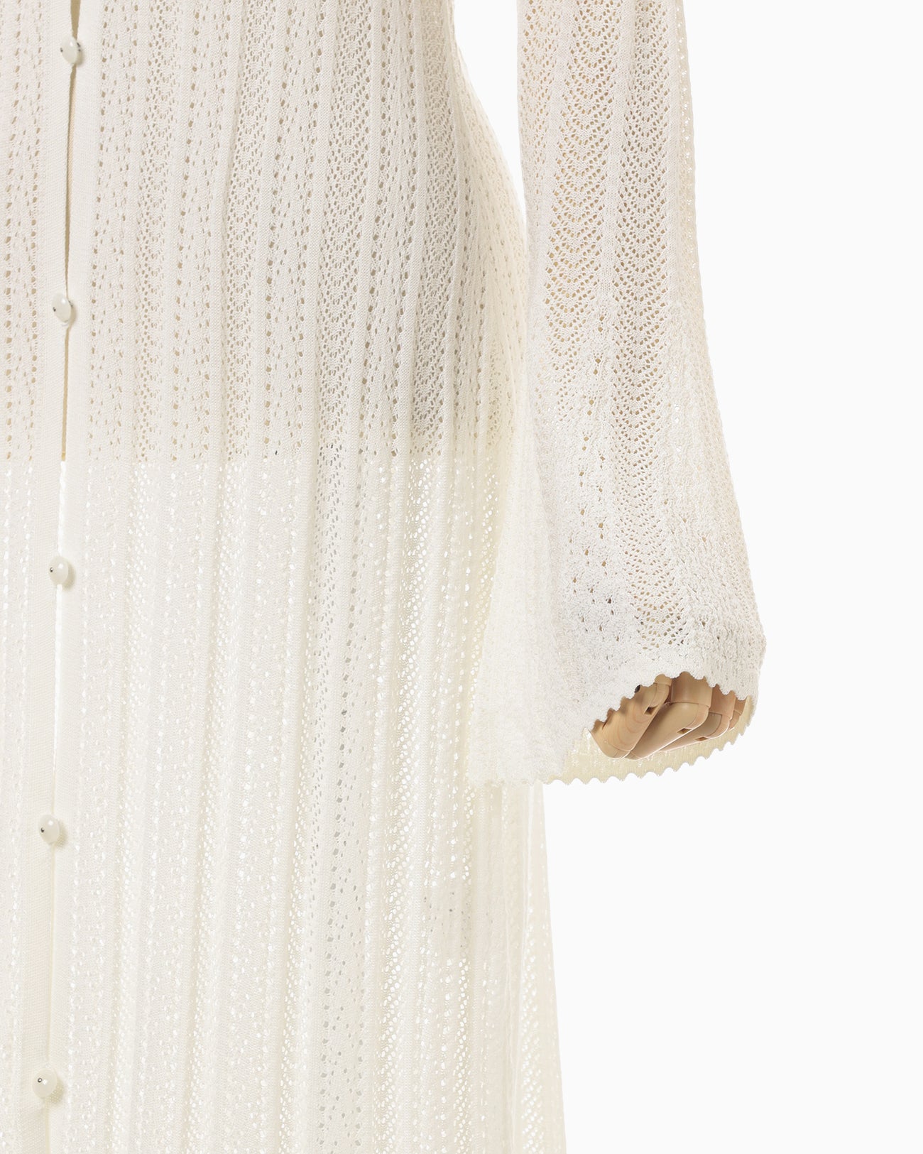 Lace Stripe Knitted Dress - white